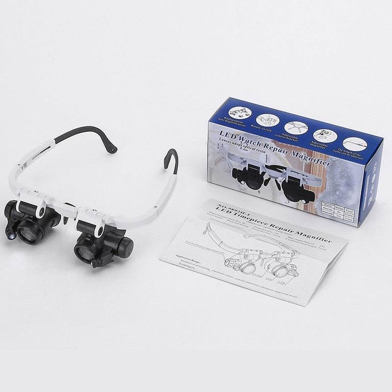 HD Loep met LED – Voor Nauwkeurig Werk – Verwisselbare Lenzen – Verstelbare Hoofdband – Vergroting 8x, 15x, 23x
