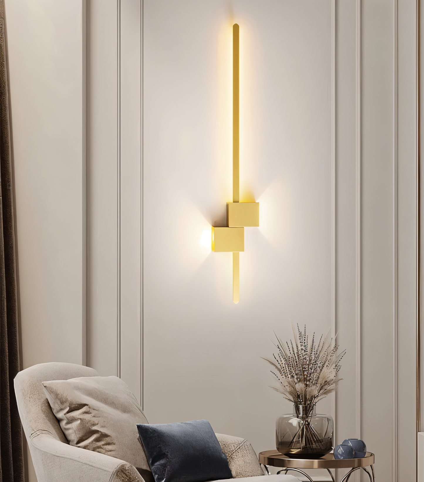 The Line Wandlamp – Minimalistische Zwarte LED Wandverlichting