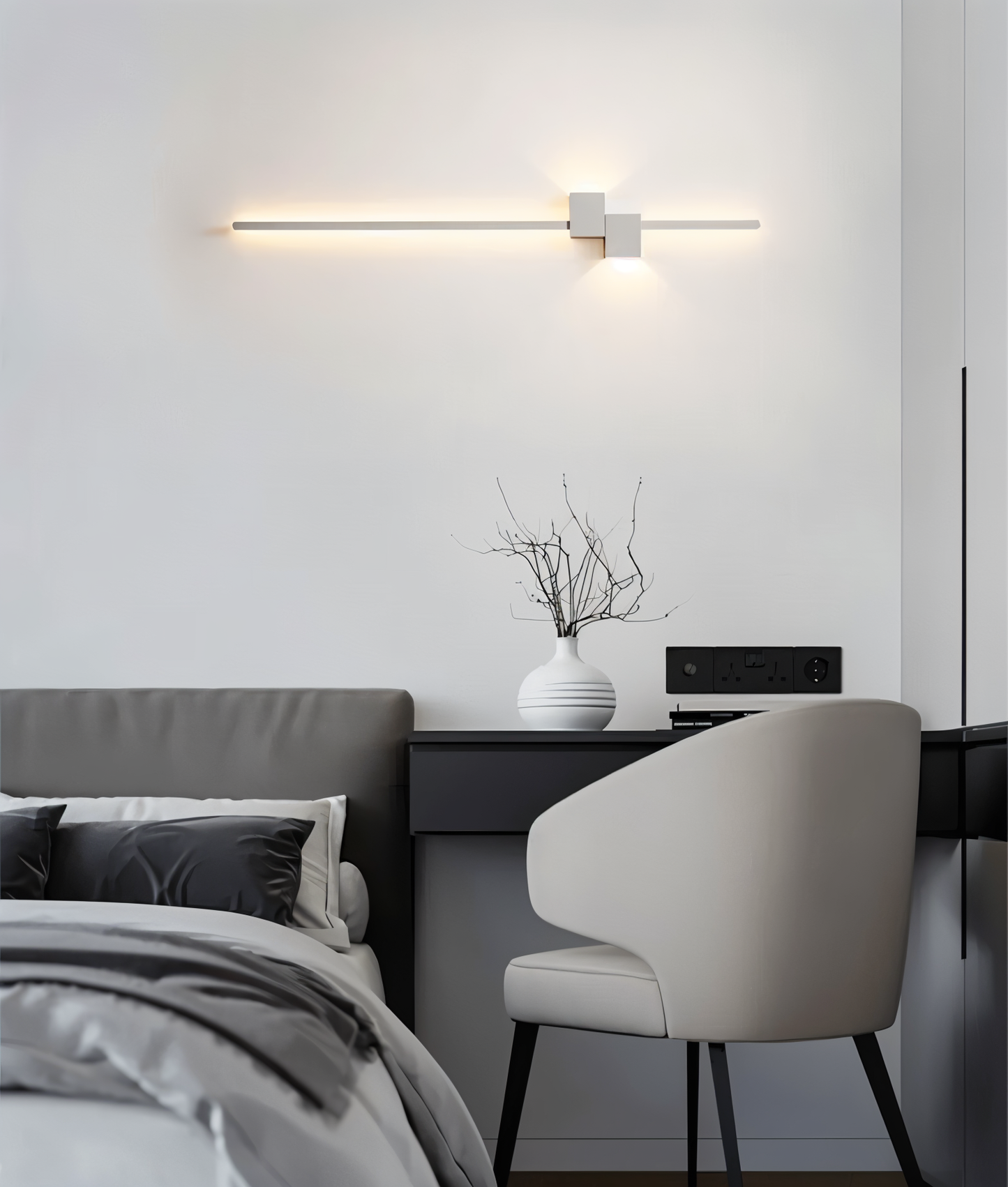 The Line Wandlamp – Minimalistische Zwarte LED Wandverlichting