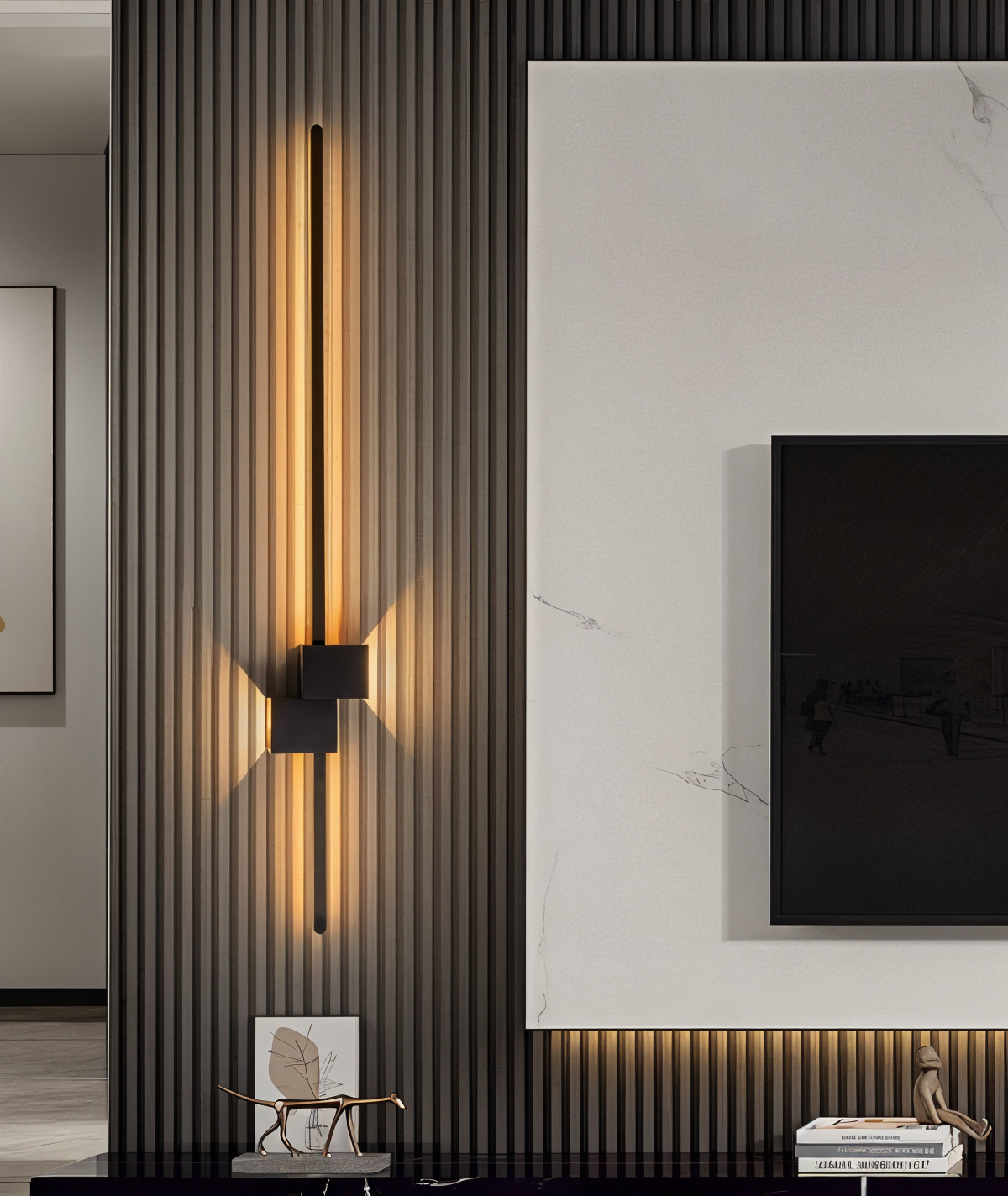The Line Wandlamp – Minimalistische Zwarte LED Wandverlichting