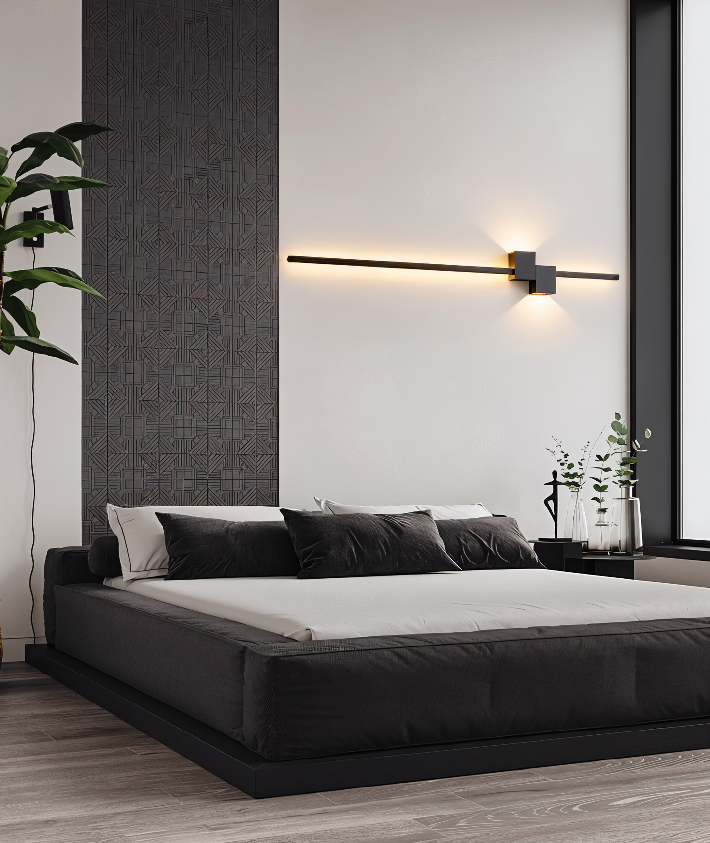 The Line Wandlamp – Minimalistische Zwarte LED Wandverlichting