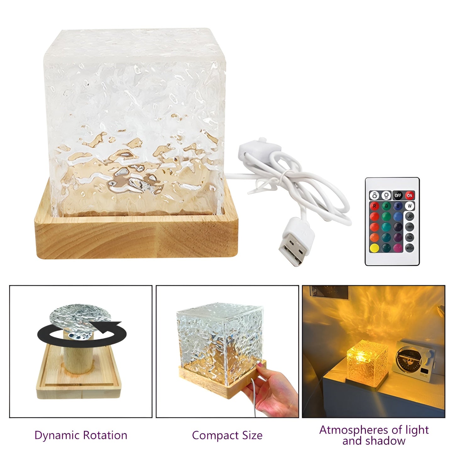 RippleRays – 16-kleuren Watergolf Projector Nachtlamp