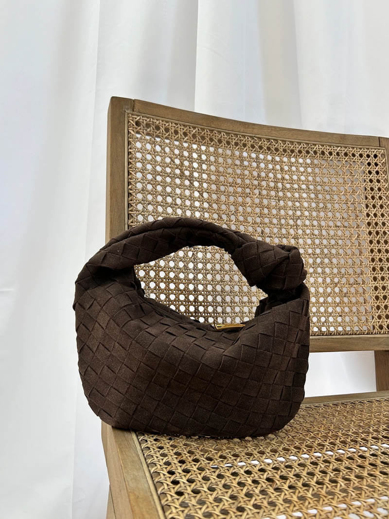 Vekoria – Women's Mini Vegan Suede Shoulder Bag with Woven Knot Design