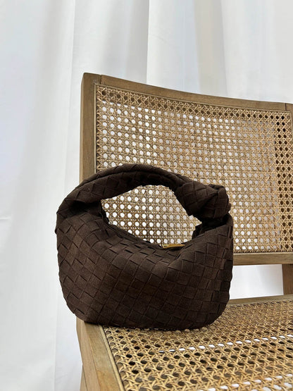 Vekoria – Women's Mini Vegan Suede Shoulder Bag with Woven Knot Design